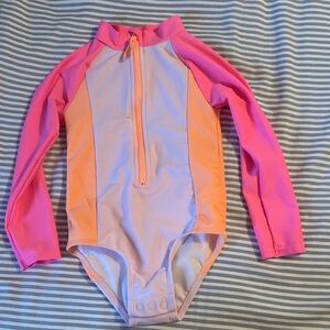 Kids Long Sleeve Swimwear in Pink and Orange